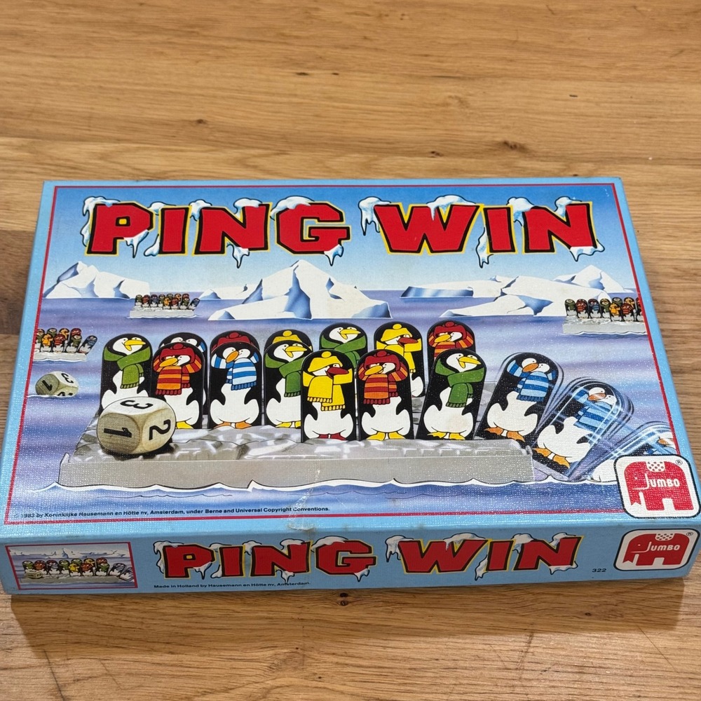 Vintage 1983 Jumbo Ping Win Board Game Penguin Ice Floe Strategy Game Complete